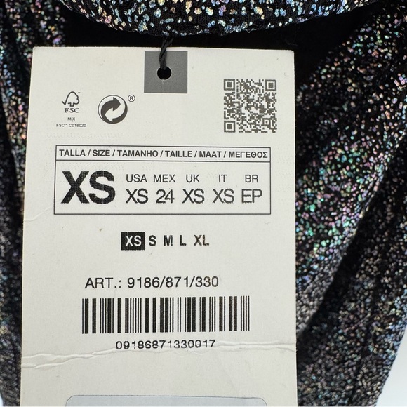 NWT Zara Cut Out Multicolor Sparkle Glam Mini Dress Black Silver Size XS - Picture 8 of 11